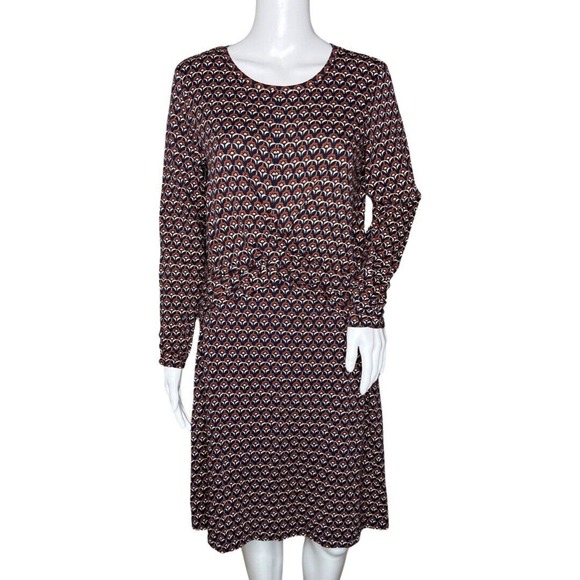 Hatley Dress Womens Medium Blue Red Micro Blooms Martine A-Line Twist‎ Office - Picture 1 of 9